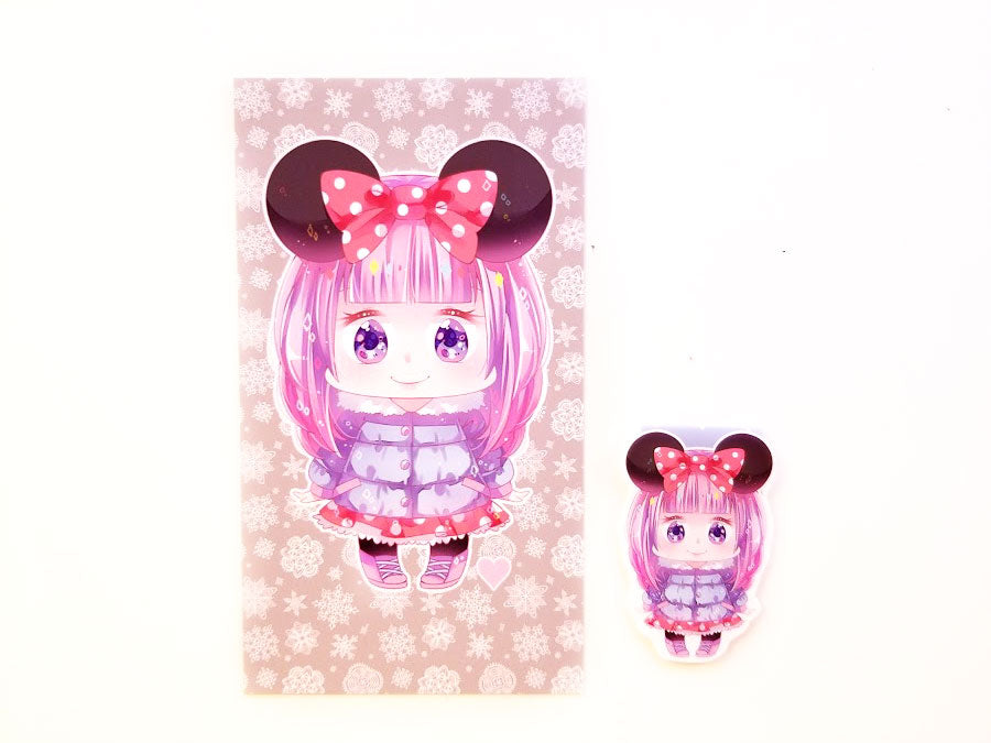 Winter Mouse girl planner dashboard or magnetic bookmark
