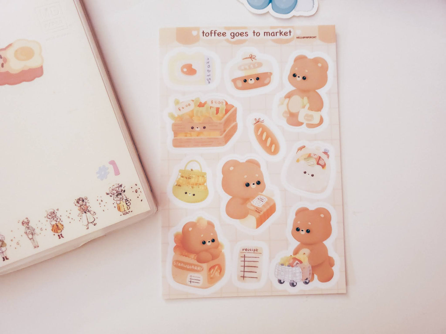 Toffee goes the to the market Vinyl Sticker sheet