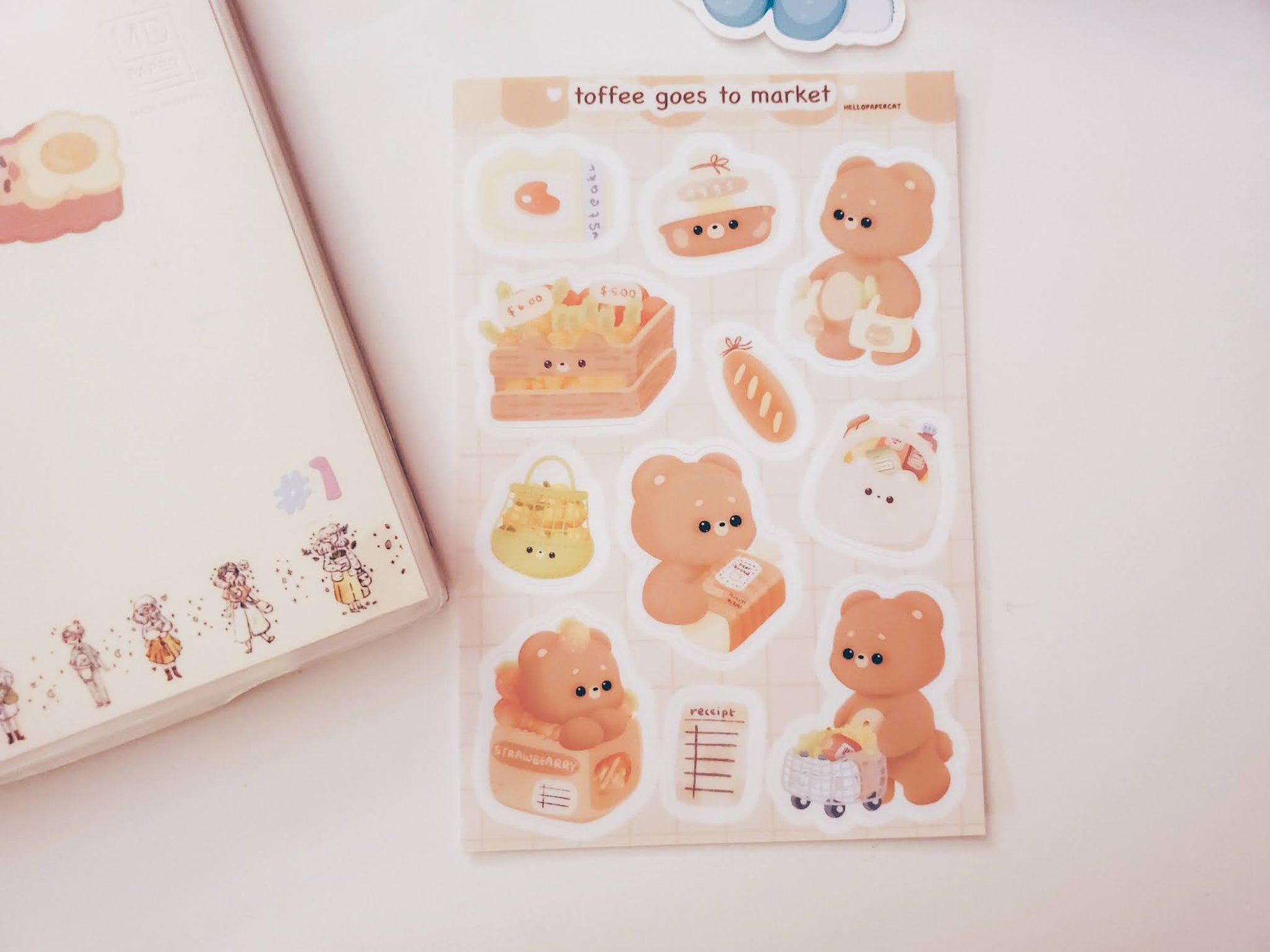 Toffee goes the to the market Vinyl Sticker sheet