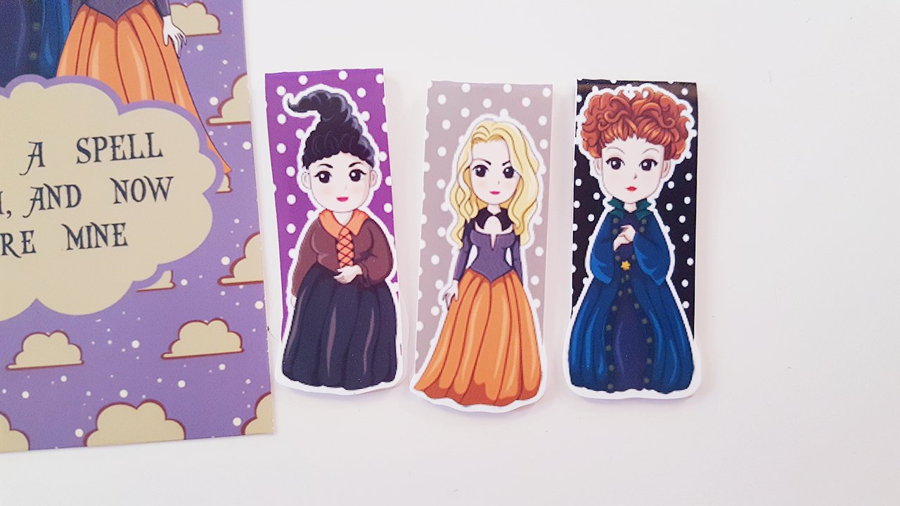 sanderson sisters inspired magnetic bookmarks