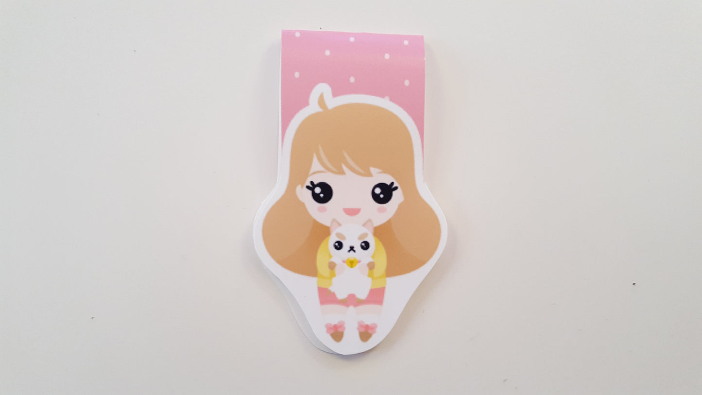puppycat inspired magnetic bookmark