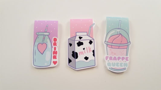 Kawaii Drinks magnetic bookmarks