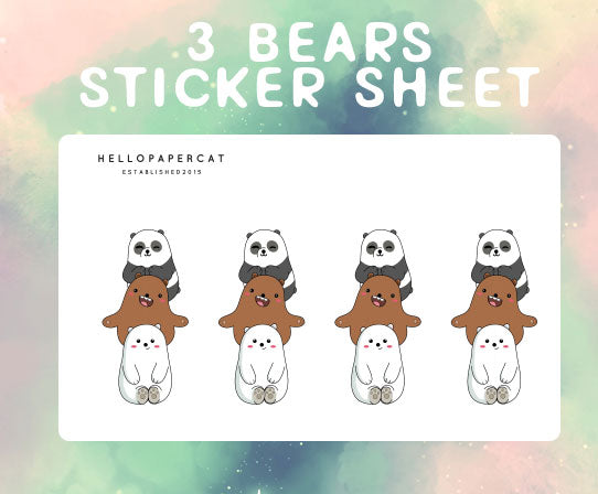 3 Bears inspired sticker sheet