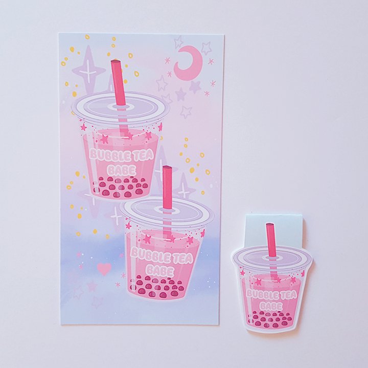 Bubbletea Babe dashboard or magnetic bookmark