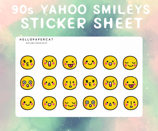 90s Yahoo smilies sticker sheet