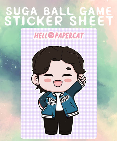 Suga at the basketball game large sticker