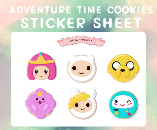 adventure time cookies sticker sheet