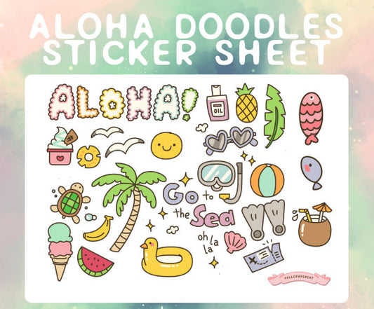 Aloha Doodles sticker sheet