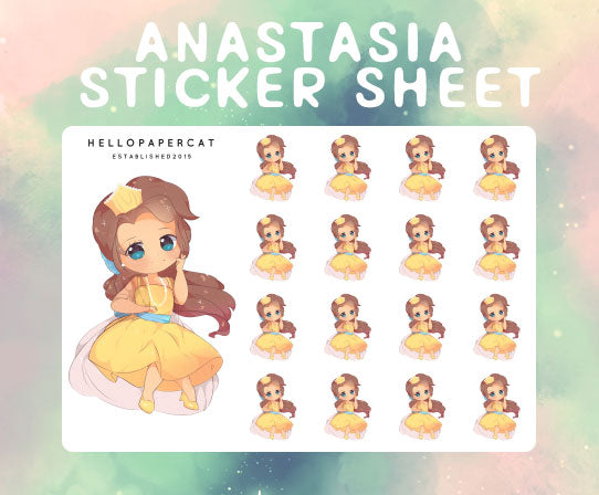 Anastasia sticker sheet
