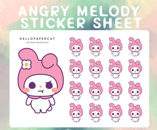 Angry Melody sticker sheet