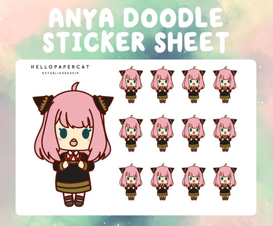 Anya Doodle sticker sheet