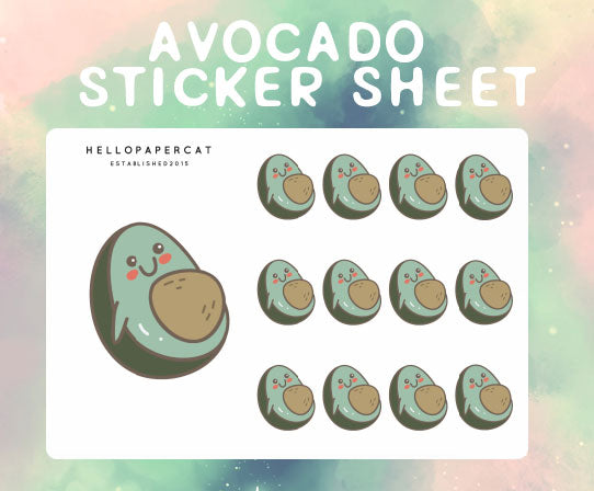 Avocado sticker sheet
