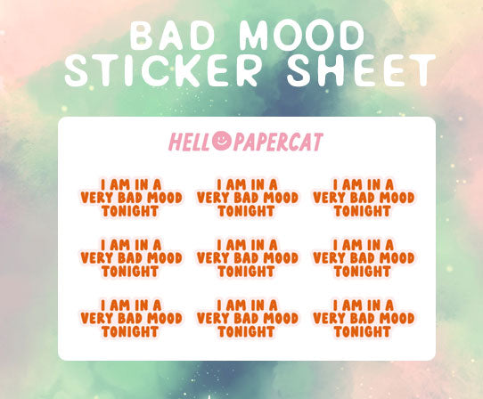 Bad Mood sticker sheet