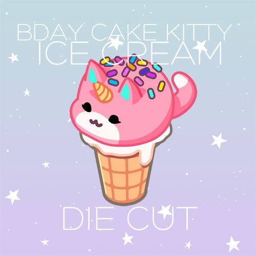 Bday Cake Kitty ice cream die cut