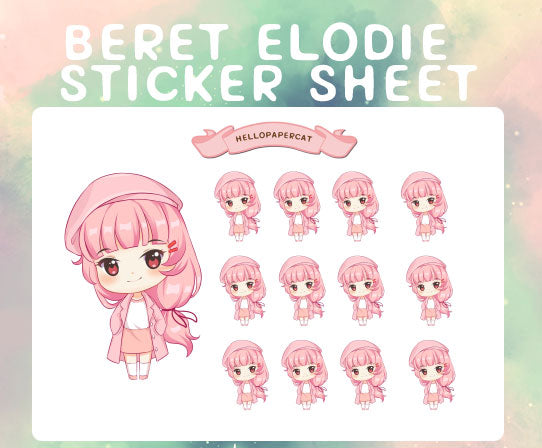 Beret Elodie sticker sheet