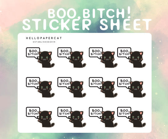 Boo, Bitch! sticker sheet