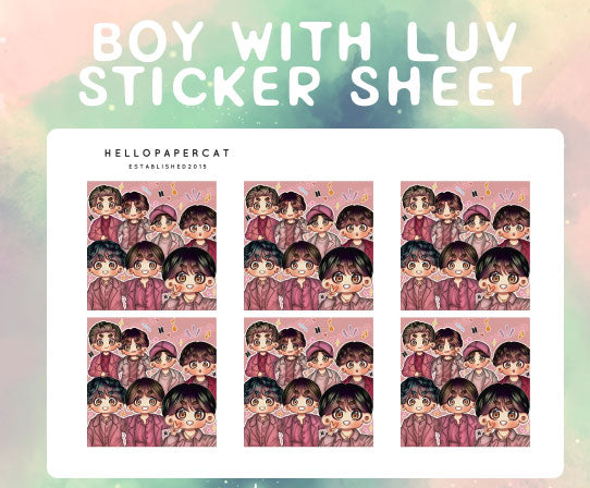 BTS Boy with Luv sticker sheet