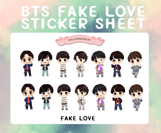 BTS FAKE LOVE sticker sheet