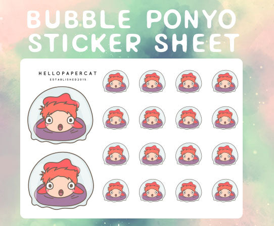 Bubble Ponyo  sticker sheet