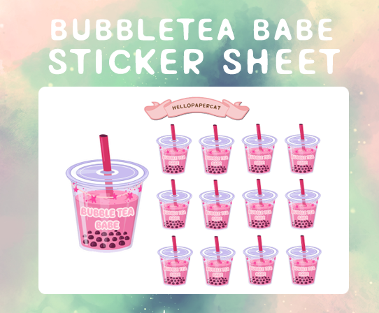 Bubble tea Babe sticker sheet
