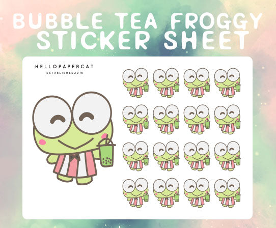 Bubble Tea Froggy sticker sheet
