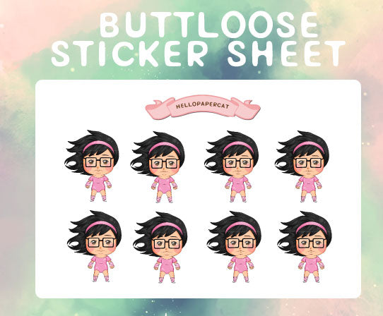 Buttloose sticker sheet