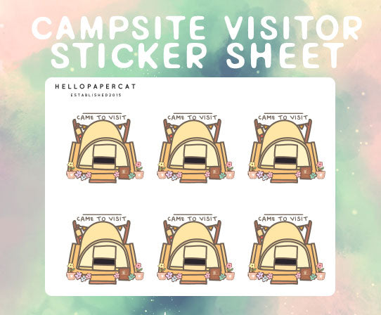 Campsite Visitor sticker sheet