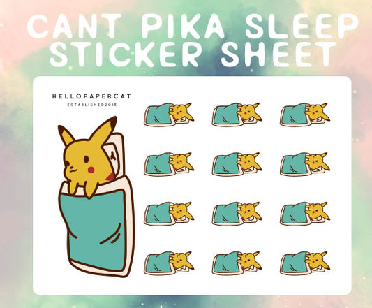 Can't pika Sleep inspired sticker sheet