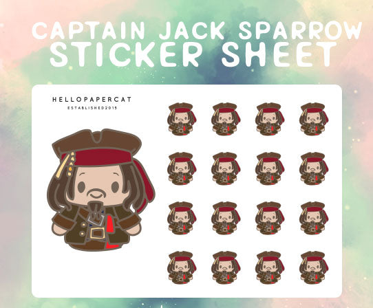 Captain Jack Sparrow sticker sheet