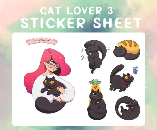 Cat Lover 3 sticker sheet