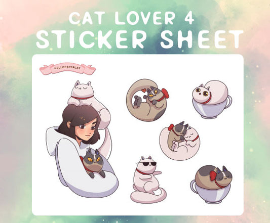 Cat Lover 4 sticker sheet