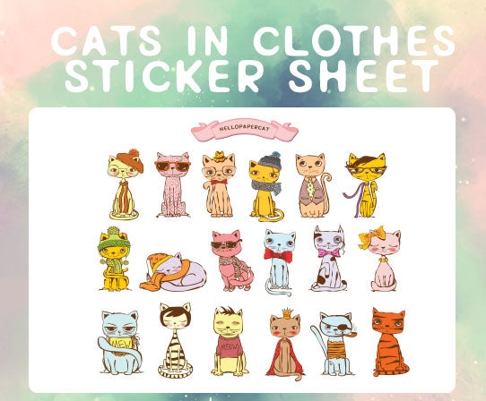 Cats in Clothes sticker sheet