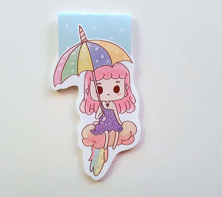 Magical unicorn girl magnetic bookmark