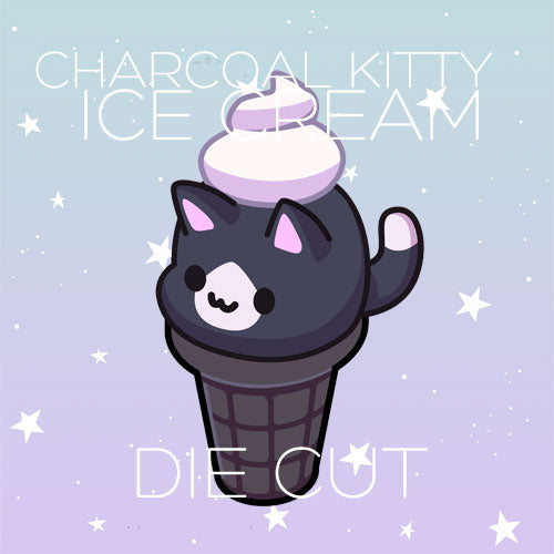 Charcoal Kitty ice cream die cut