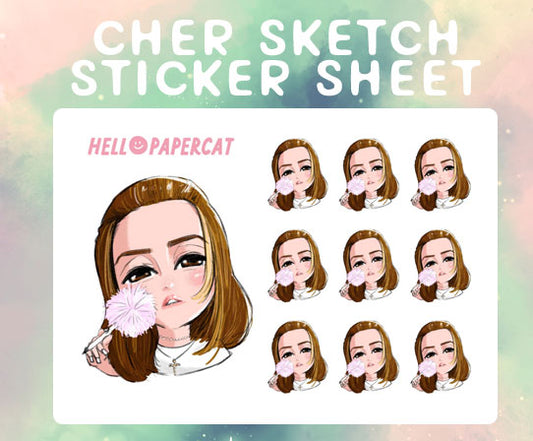Cher sketch sticker sheet