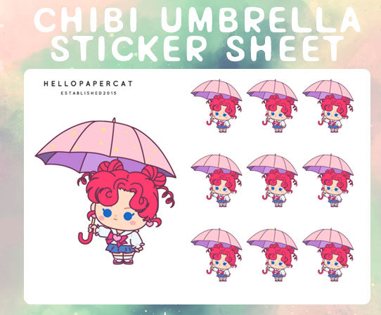 Chibi Umbrella sticker sheet