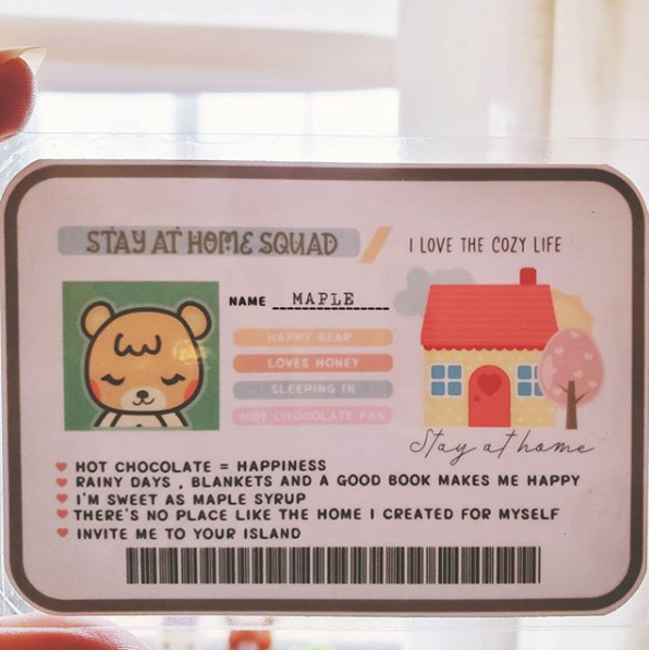 Stay at home squad membership card animal crossing version