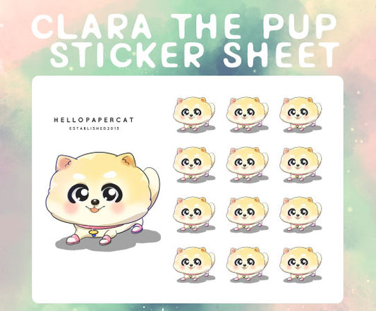 Clara the pup sticker sheet