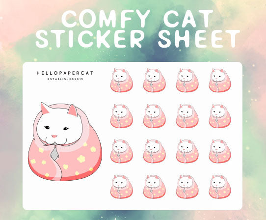 Comfy Cat sticker sheet