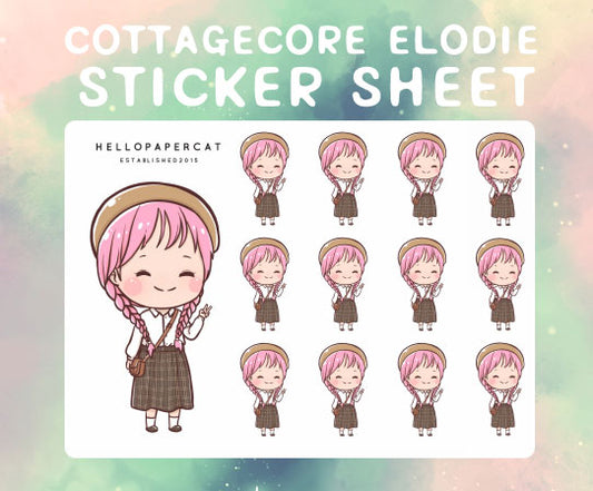 Cottagecore Elodie sticker sheet