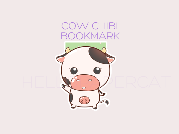 Cow Chibi magnetic bookmark