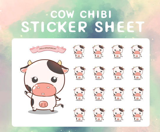 Cow Chibi sticker sheet