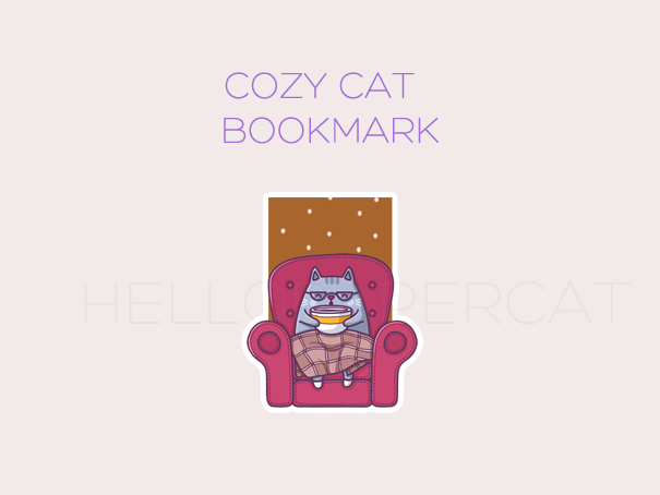 Cozy Cat magnetic bookmark