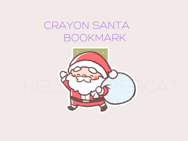 Crayon Santa magnetic bookmark