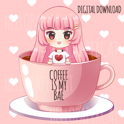 Elodie Coffee is my Bae digital diecut