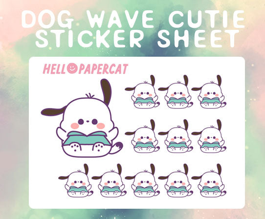 Waving dog cutie sticker sheet