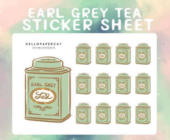 Earl Grey tea sticker sheet