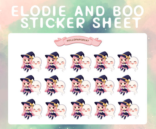 Elodie and her boo sticker sheet