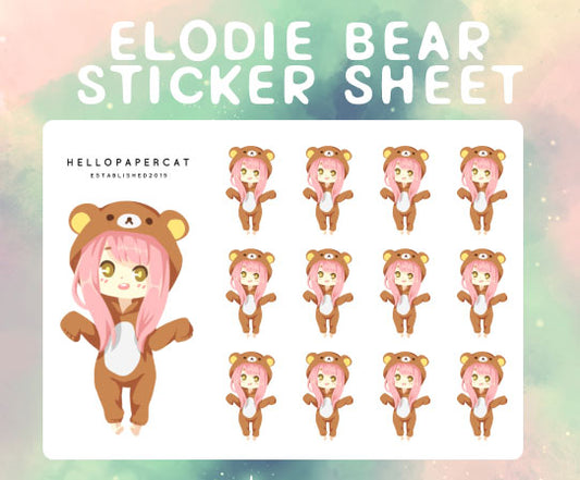 Elodie Bear (Comfy art style) sticker sheet