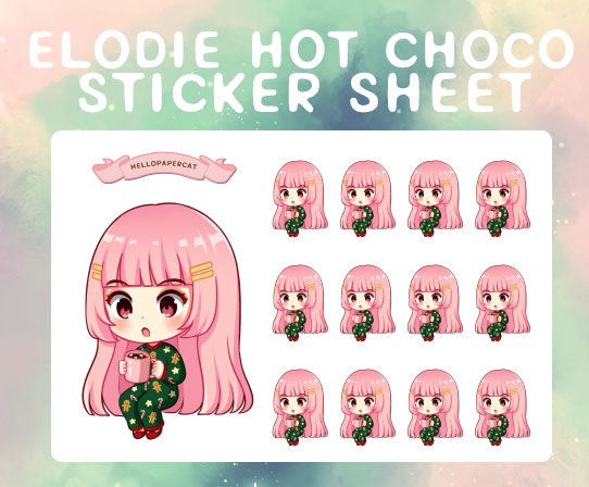 Elodie hot chocolate sticker sheet